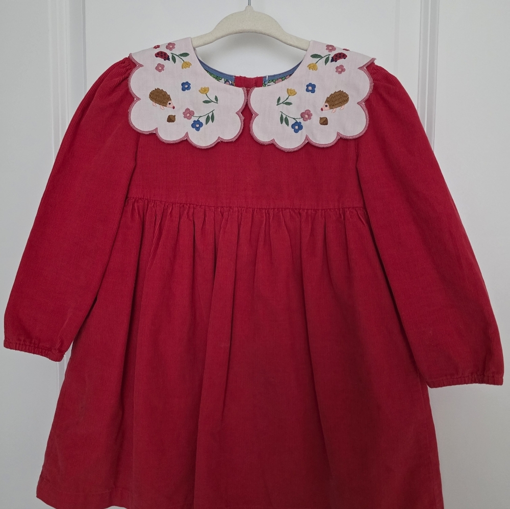Mini Boden Embroidered Collar Holiday Dress